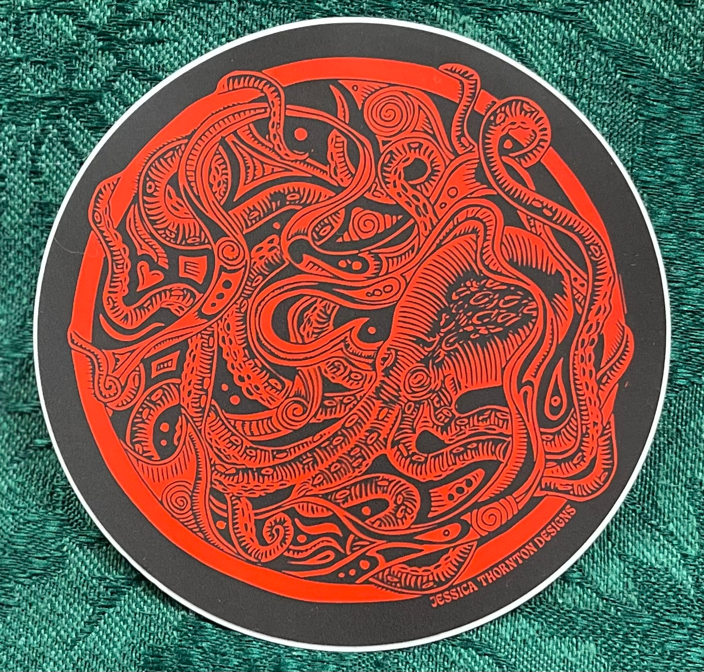 Waterproof Sticker Red Octopus