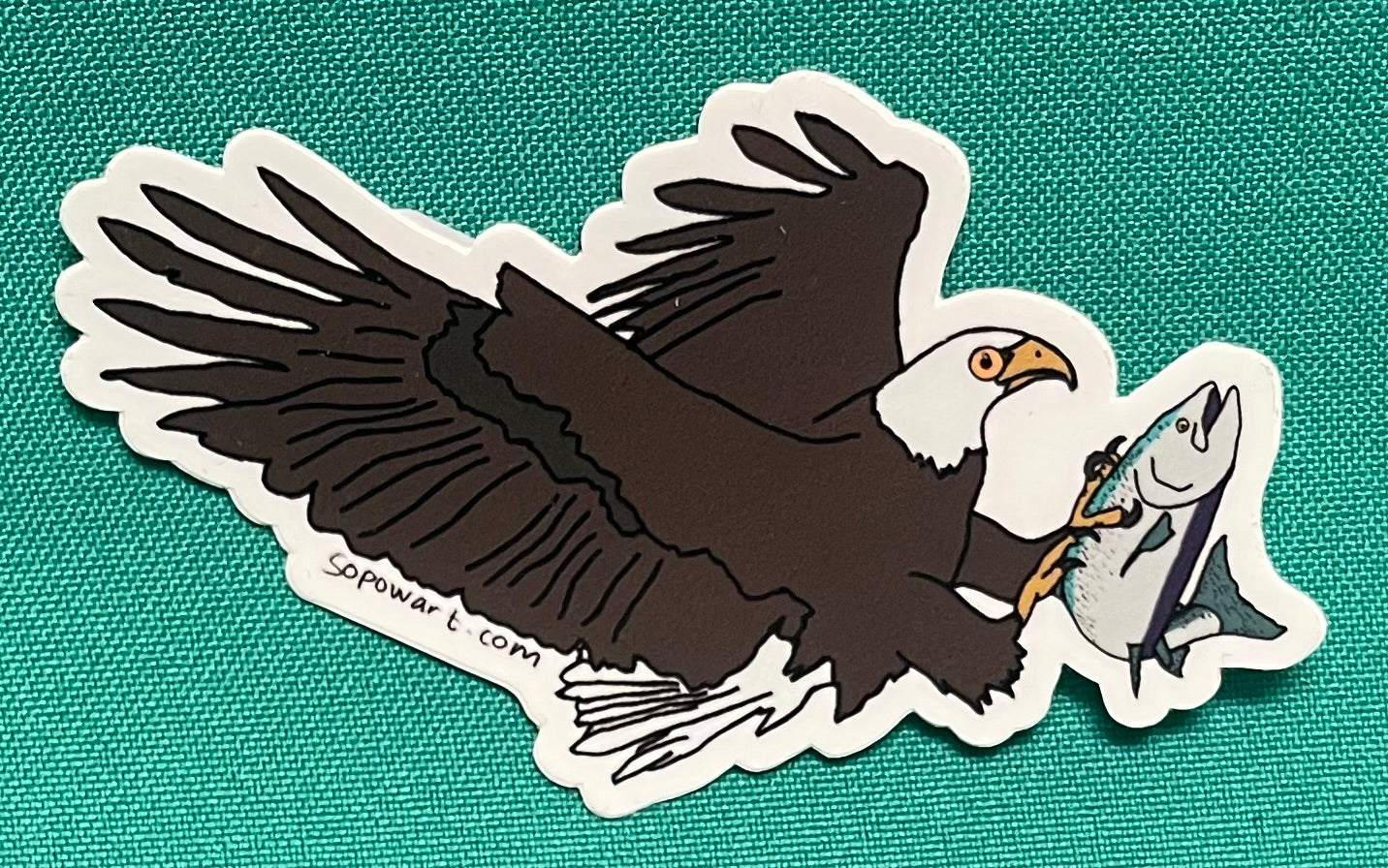 Waterproof Sticker Flying Eagle with Salmon